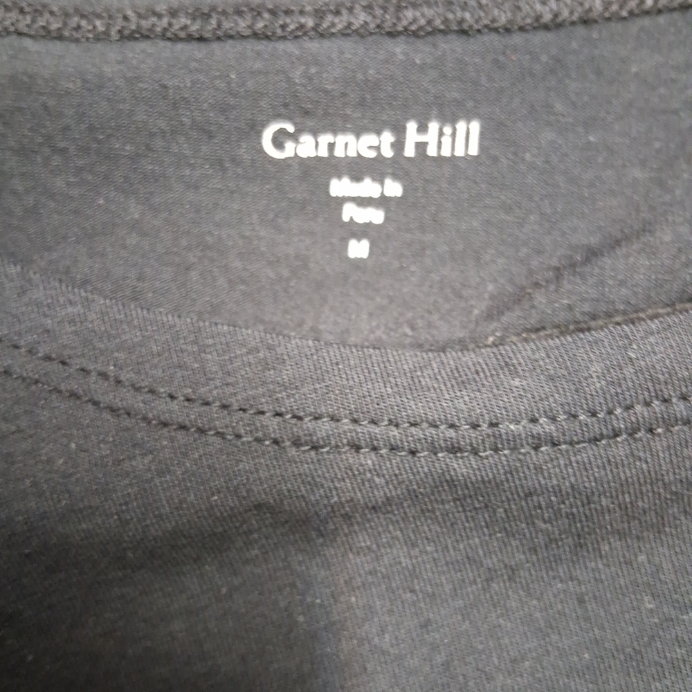 Garnet Hill Women's Black Essential 3/4 Sleeve Boatneck Pima Cotton Tee M - Picture 3 of 3
